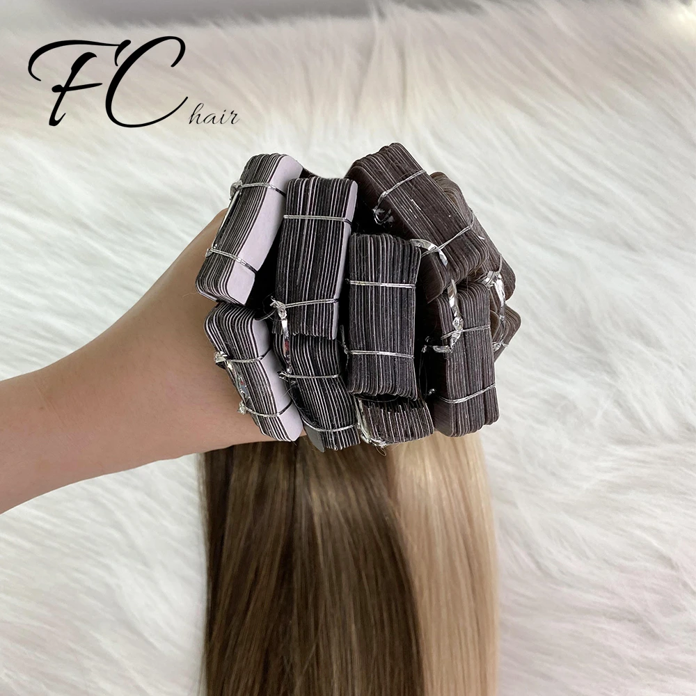 Russian Tape In Human Hair Extensions Double Drawn Remy Cuticle Intact 100% Human Tape In Hair