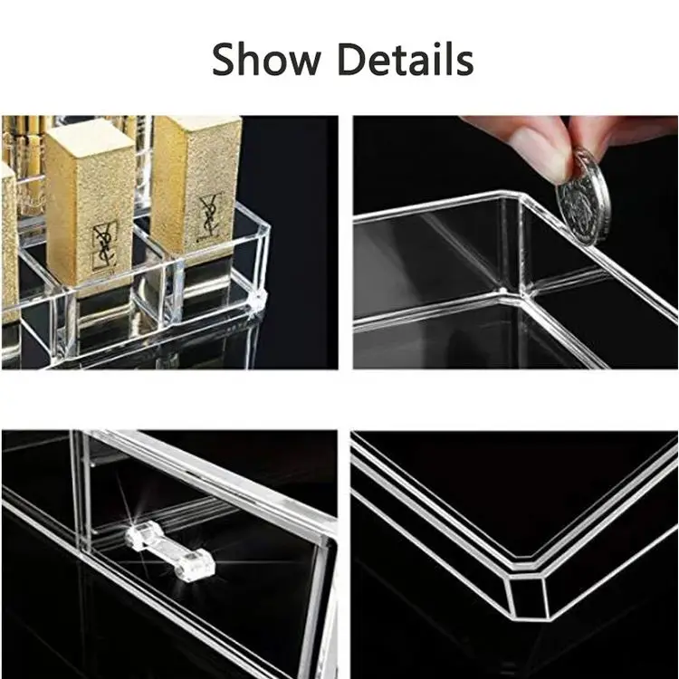 Retail acrylic cosmetic display stand eco-friendly acrylic cosmetic storage box acrylic cosmetic display box