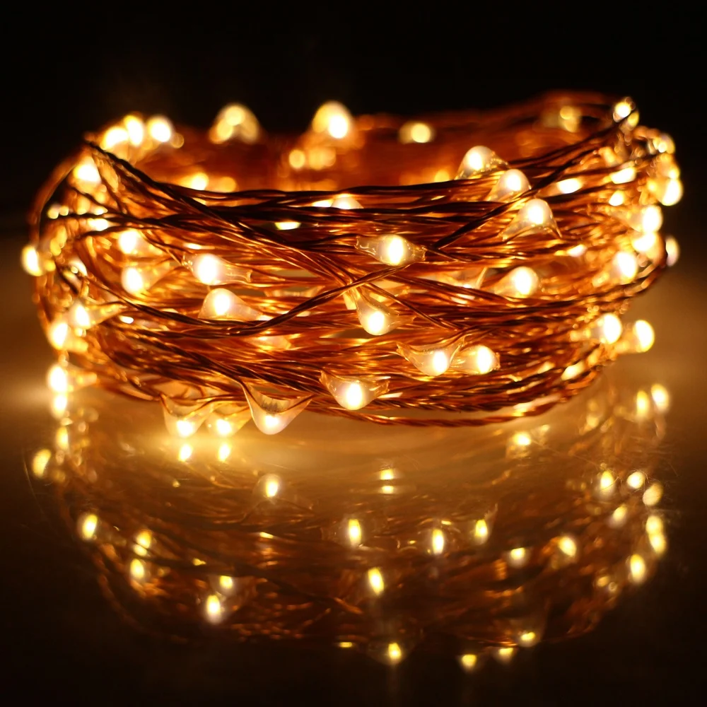 5M 50Leds IP65 Waterproof Outdoor Tree Decorative lighting Solar Operated Copper Wire Fairy LED String light For Wedding Party