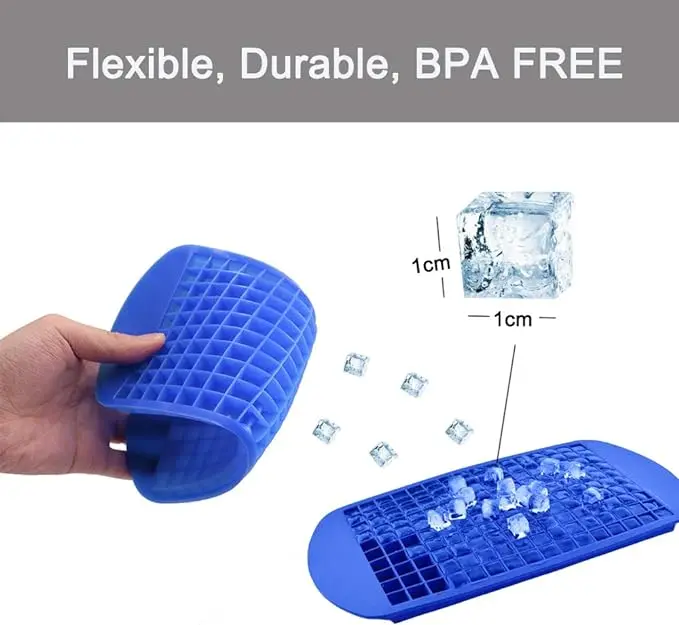 Food-Grade 160 Grids BPA Free Silicone Mini Tiny Ice Cube Easy Release Flexible Stackable Ice Tray