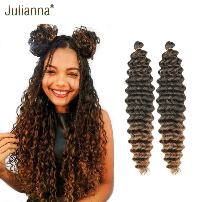 Julianna Attachments Kanekalons Synthetic Hair For Braids Crochet Deep Wave Deep Twist Braiding Hair