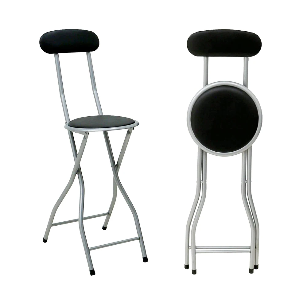 Hot Sell Wholesale Portable high Stool  Folding Bar Chair Metal Frame Soft Seat Comfortable Counter Bar Stool Kitchen Chair