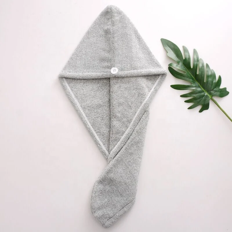 solid color absorbent dry hair towel with microfiber hair towel wrap for women