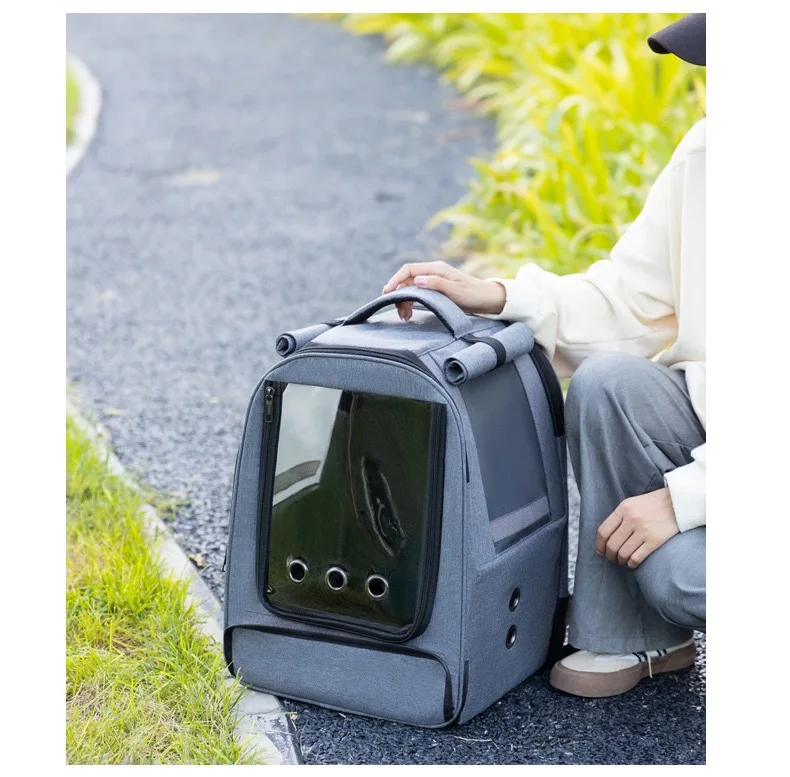 Customized Lightweight Bird Parrot Travel Walking Carriers Bag Cage Outdoor Mesh Large Pet Carrier Foldable Travel Backpack