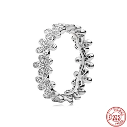 Trendy Fashion Ring Real 925 Silver Rings Infinite Flower Sparking Zircon Princess Heart Finger Popular Women Rings jewelry