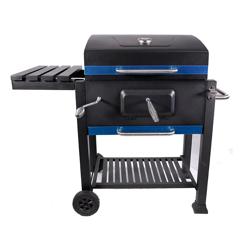 backyard party outdoor kitchen large commercial trolley cart charcoal broiler bbq smoker barbecue bbq grillswith side table