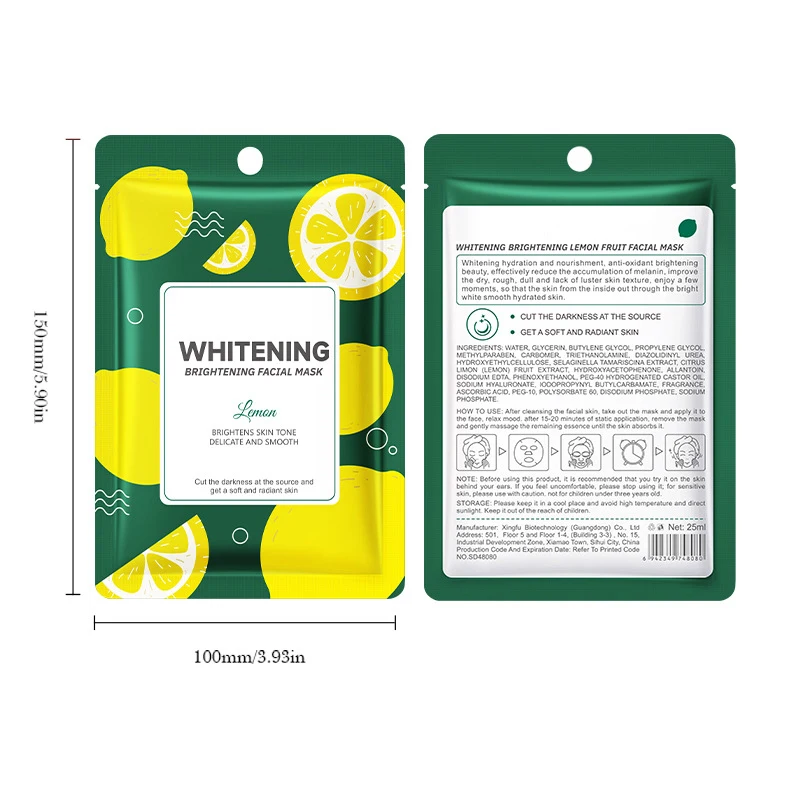 Beauty Lemon Strawberry Moisturizing Whitening Sheet Face Masks For Women Skincare