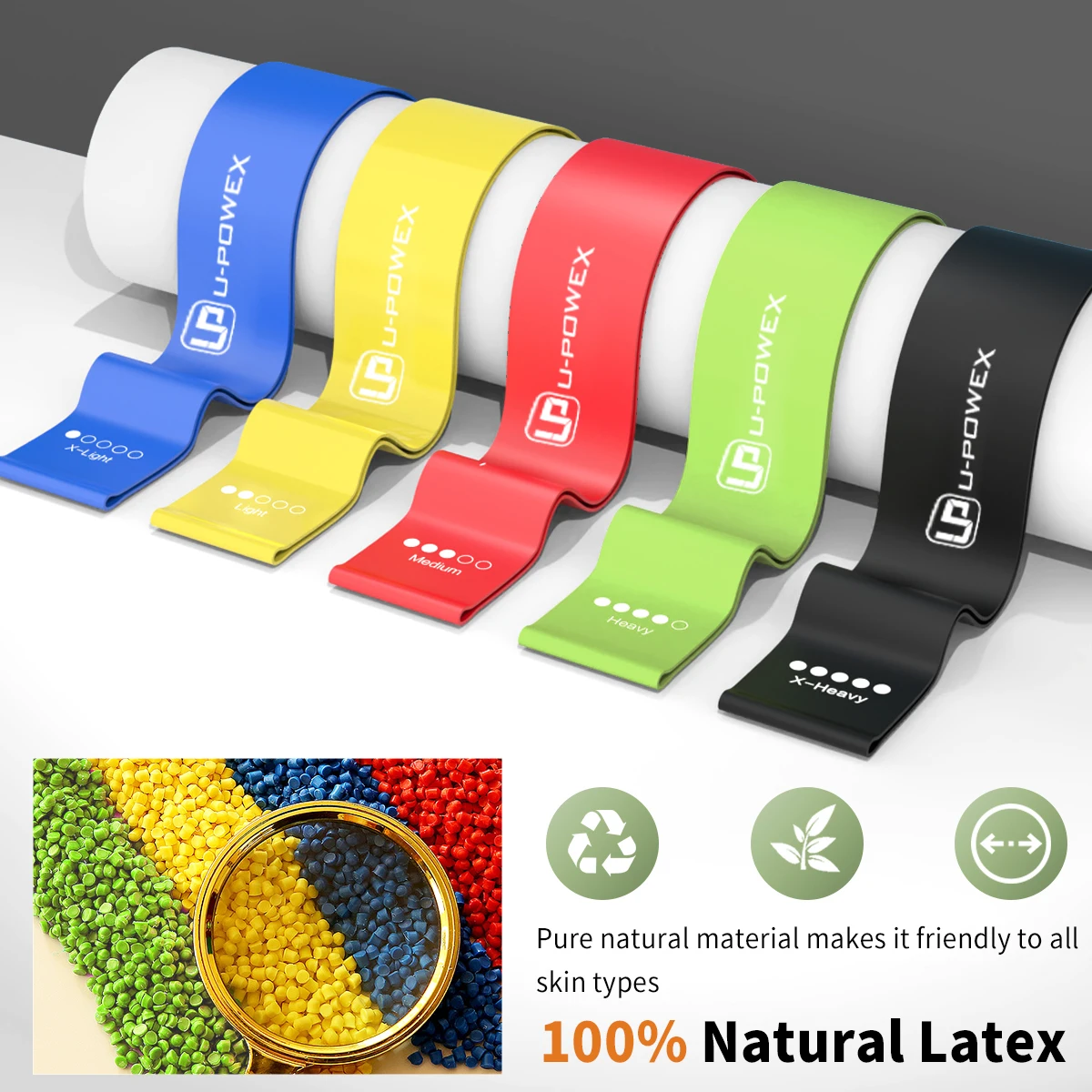 Custom Printed Mini Loop Bands Natural Latex Exercise Resistance Bands Set