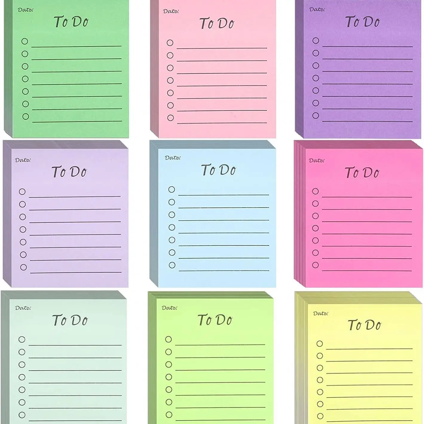 Cross-border hot selling fluorescent multicolor horizontal line English sticky notes work record notepad learning plan notepad