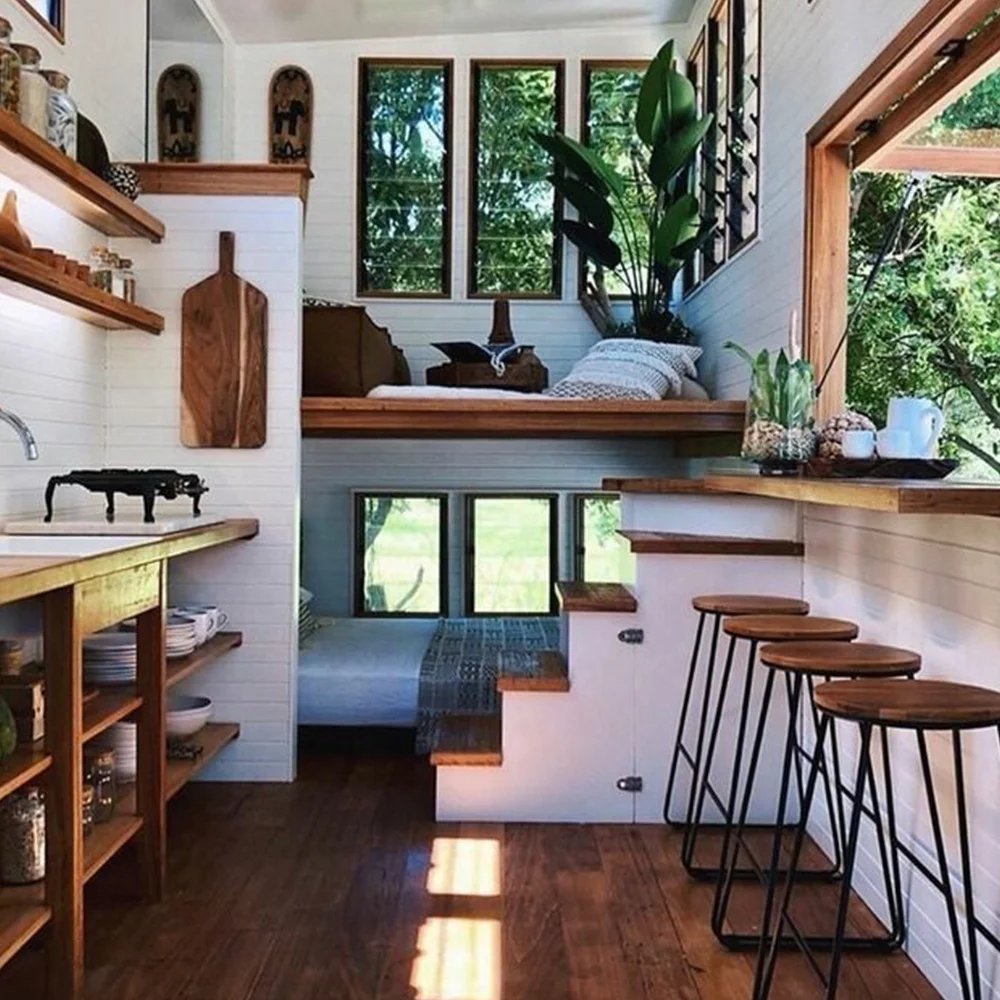 Economic New Smart Electric Caravan Travel Trailer with Camper and Kitchen RV Camping for Sale