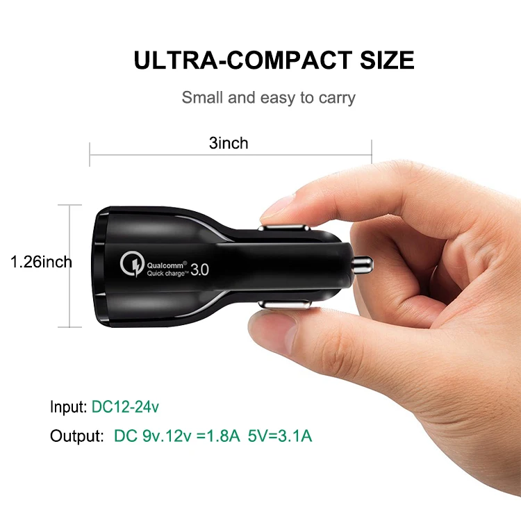 Быстрое Автомобильное зарядное устройство QC3.0, адаптер, автомобильное зарядное устройство с двумя usb-портами