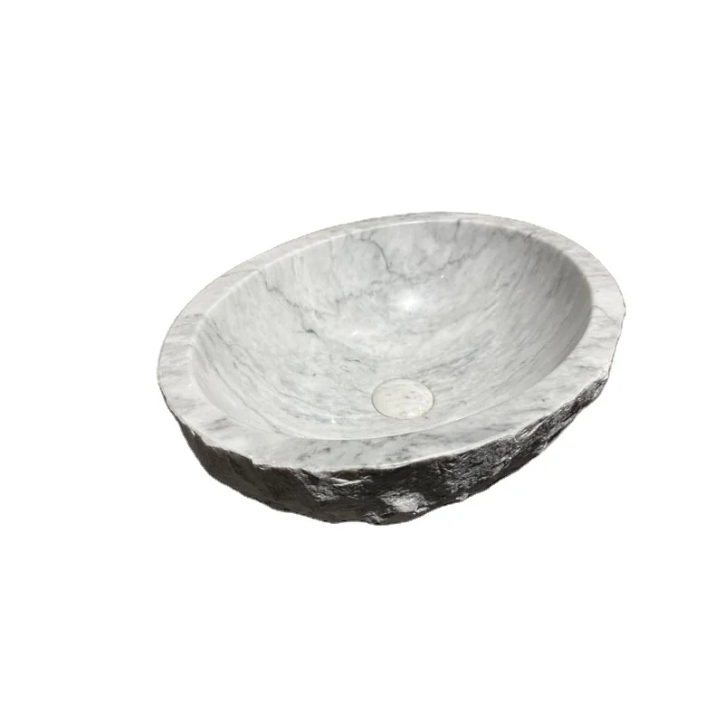 KINGS-WING Carrara White Marble Round Vessel Sink Size For 46*40*15.5 cm Kitchen Sink Fast Delivery  Model D26