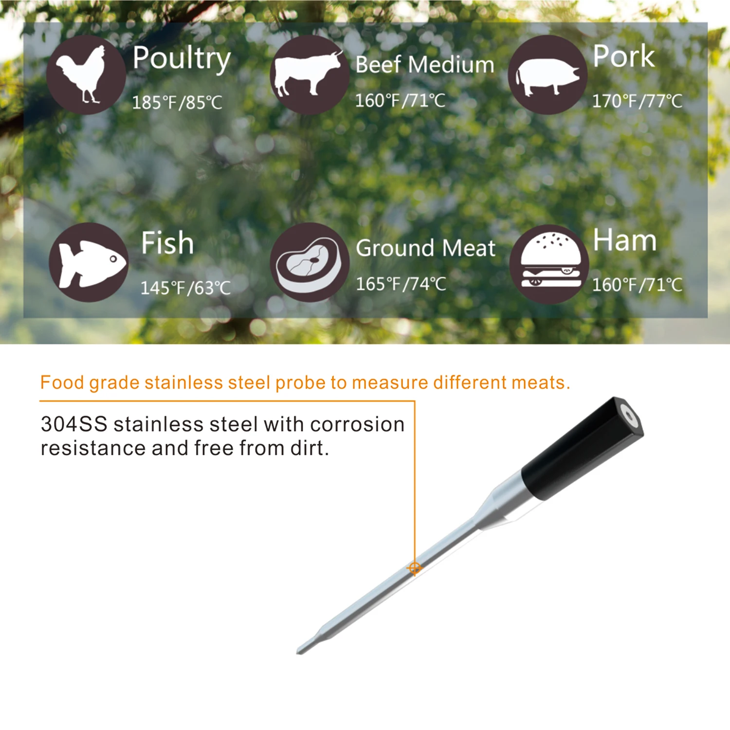 Wholesale Kitchen Tools BBQ Digital Wireless Meat Thermometer With IP67 Waterproof Probe