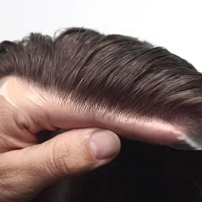 Stock Ultra Thin Skin 0.02-0.03mm V-looped 100% Real Human Hair Replacement Men Toupee for Men