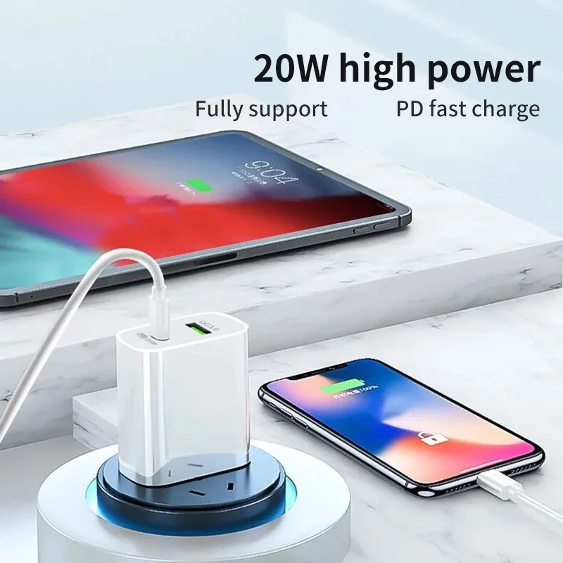 QC 3.0 Type-c PD Power Adapter 2-port Fast Charging Usb C Australia Wall Brick 20w Brand Australian Usb Charger