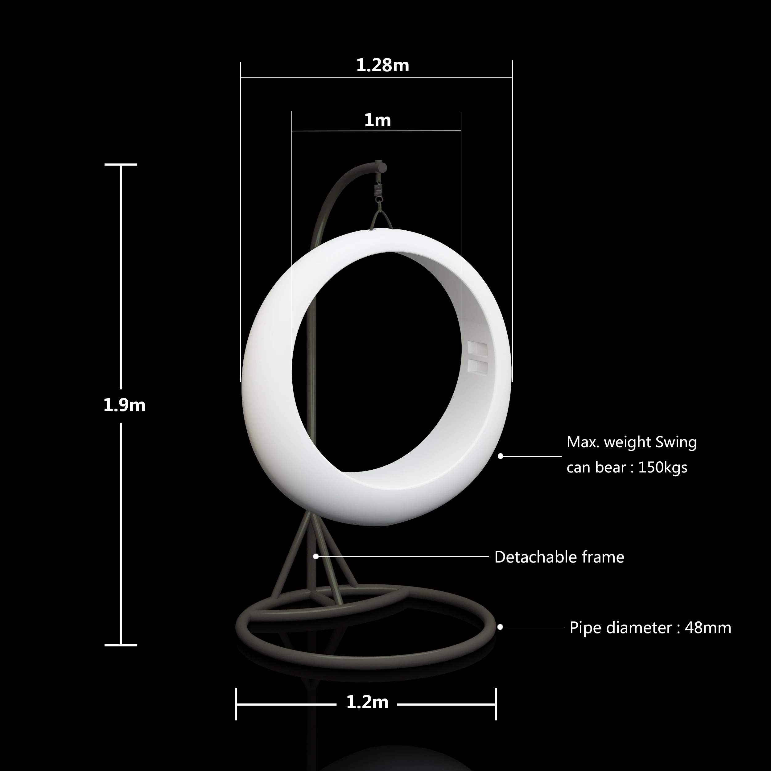 Indoor And Outdoor Child Adult 16 Rgb Color Remote Control Led Glow Hanging Circle Swing Chair For Garden Park Playground Patio