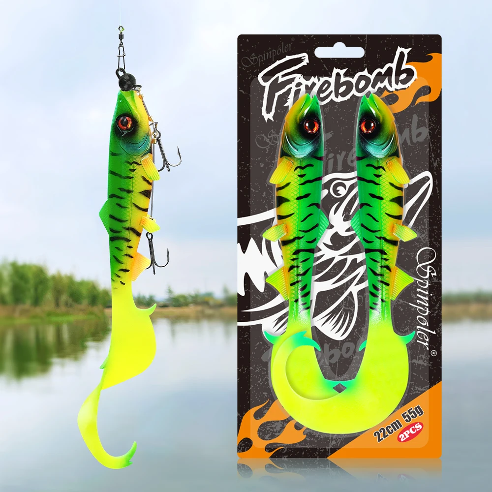 Spinpoler Bionic Soft Lure 17.5cm/22cm Fishing Bait Wobbler Swimbait Paddle Tail Rubber Shad Northern Bass Sea Pike Tackle