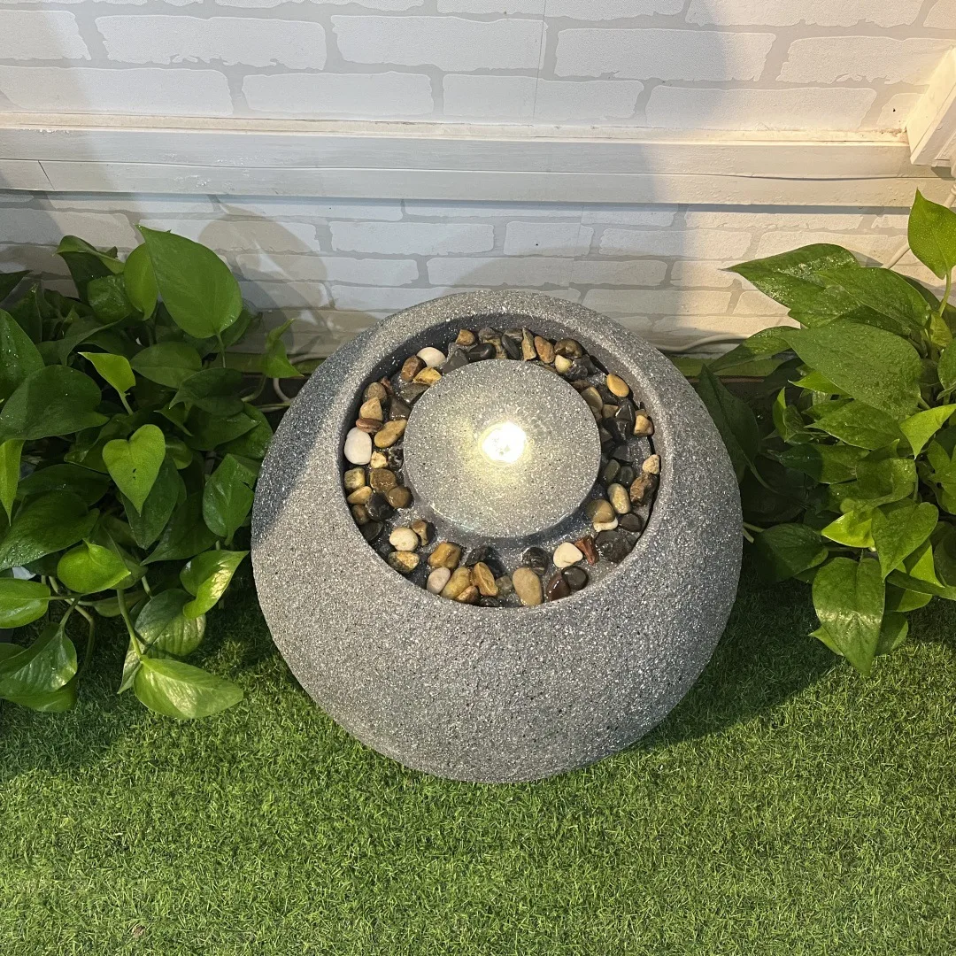 HZX Modern Design Garden Stone Marble Water Fountain Home Office Desktop Water Fountain Tabletop Resin Statue Fountain