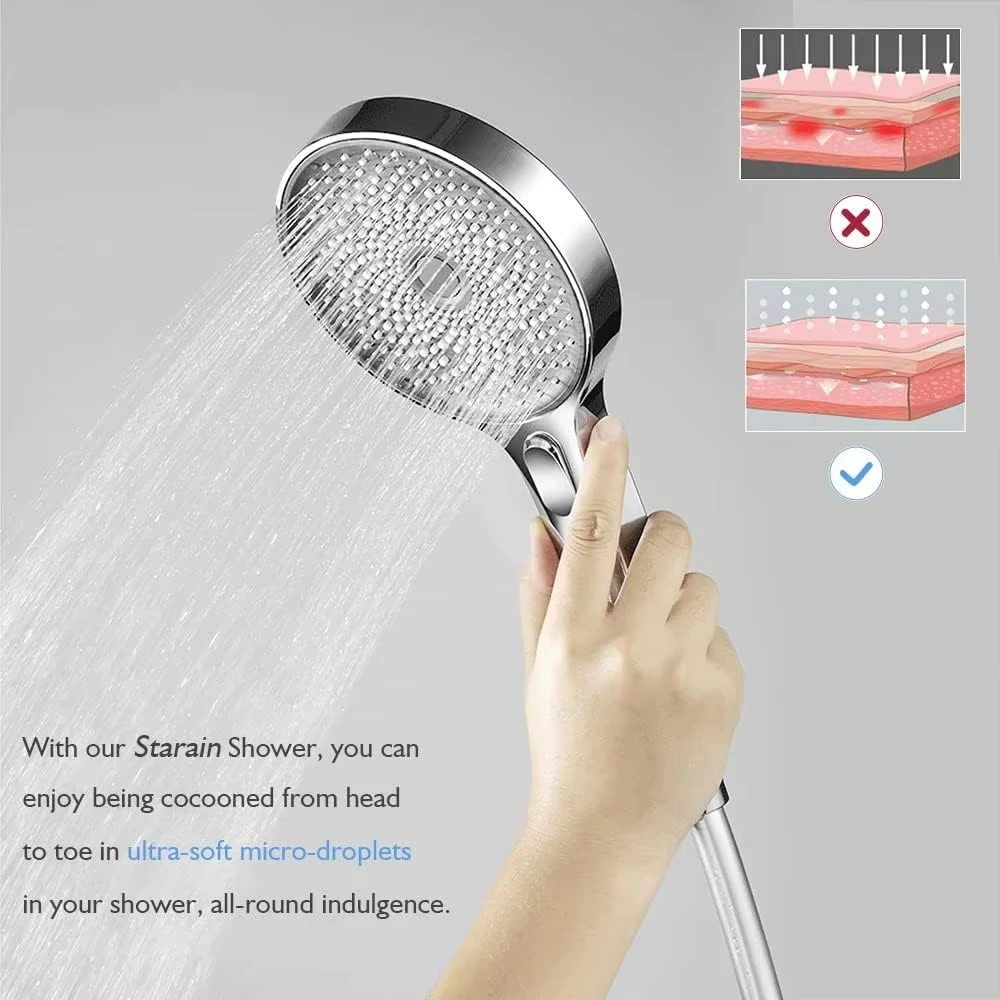Best Seller Wall Mounted ABS Plastic Handheld Shower Head High Pressure 3 Functions with Easy Cleaning for Bathroom