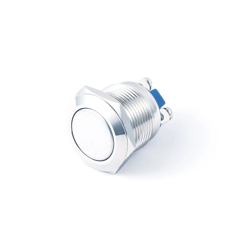 SHENGLEI 19mm Metal Flat head Waterproof 2 Pin Start Button Switches Screw 2 Foot Start Momentary Metal IP67 Screw Reset button