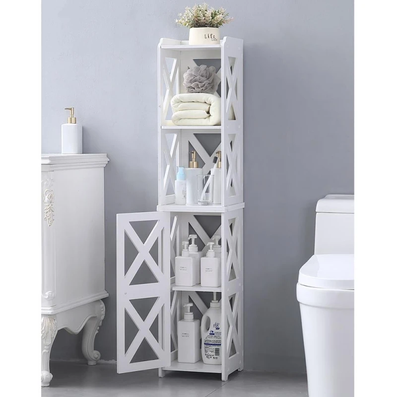 2021 curved design furniture bathroom cabinet wood shelf and rack