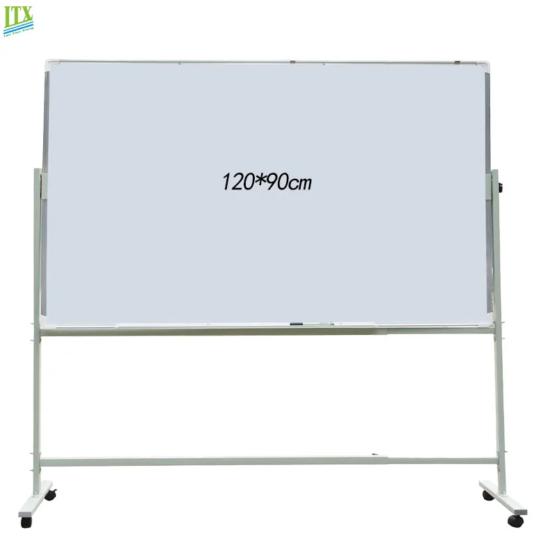 90x120cm Classroom Mobile Rolling Whiteboard Stand Double Sided Other Dry Erase White Board on Wheels for Office & School