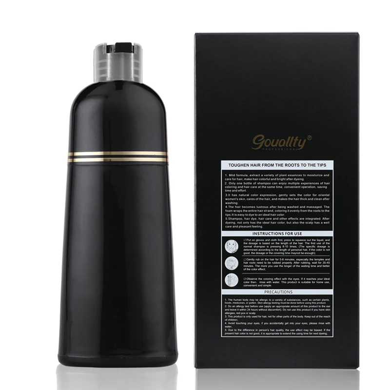 Factory Price Korean High Quality Daily Use 5 Minutes 100% Gray Coverage Black Hair Dye Shampoo 3 In 1