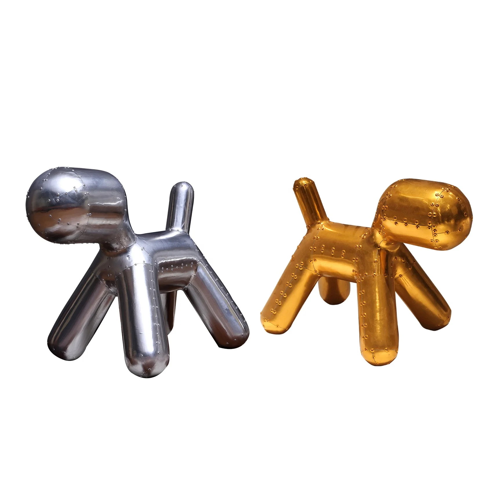 Modern Mini Aluminum Shell Fiberglass Cute Animal Puppy Chair for children Kids with Sliver Golden