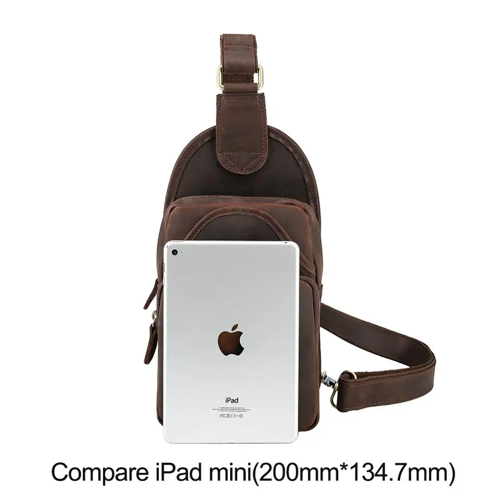 Tiding Vintage Style Genuine Leather Shoulder Sling Bag Men Leather Crossbody Chest Bag