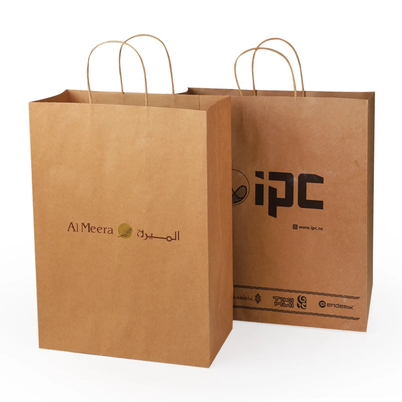 Manufacturer Whole Sale Recyclable Kraft Paper Bag With Rope Handle With your Own Logo for Take Out Food