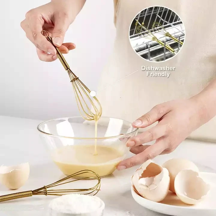 Amazon Best Selling 10cm 12cm 14cm 16cm 18cm Metal Egg Whip Gold Color Mini Whisk With Fouet Inox