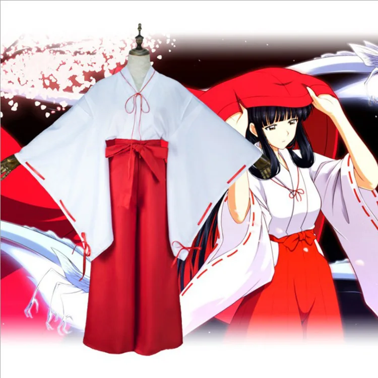 Классический комикс костюм японское кимоно аниме Inuyasha Cos Kikyo косплей с таби-носками