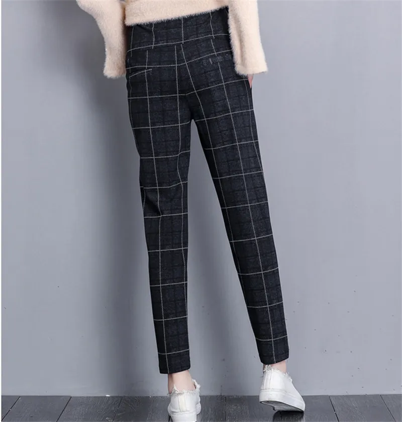 
Autumn fashion plaid loose casual harem long maternity pants 