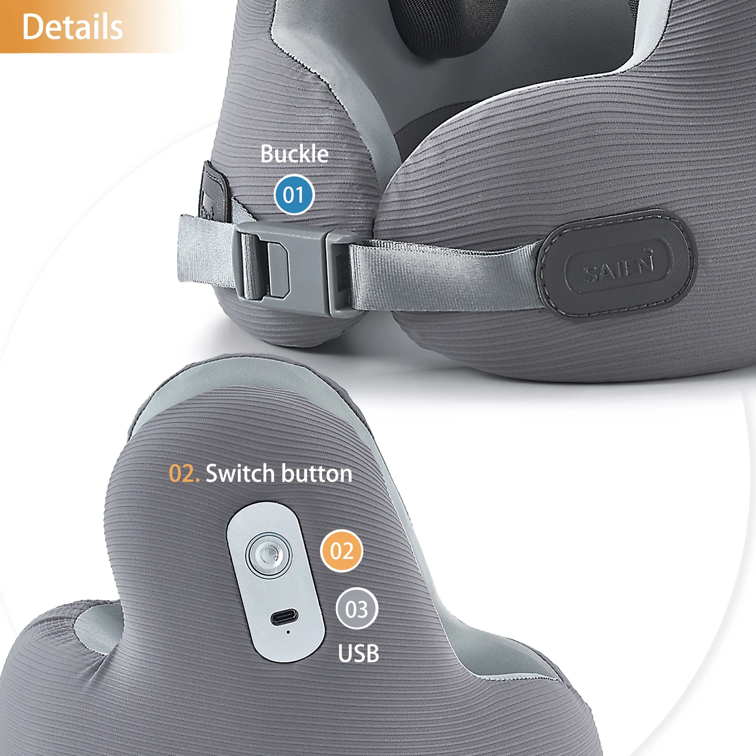 Smart Car Office Airplane Travel Memory Foam Noise Cancelling headphones 360-Degree Support Wireless Bluetooth Music Neck Pillow