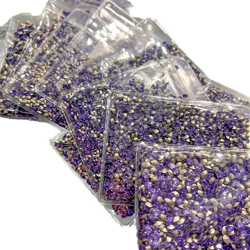 1440pcs/bag Pink Nail Rhinestone Pointed Bottom Multi-Size Nail Clear Crystal Diamond Horse eye 3D Bulk Drill Manicure