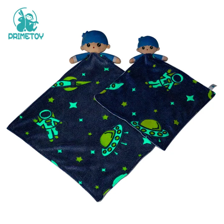 Hot selling fleece flannel bed blanket glow in the dark baby luminous soft plush blanket