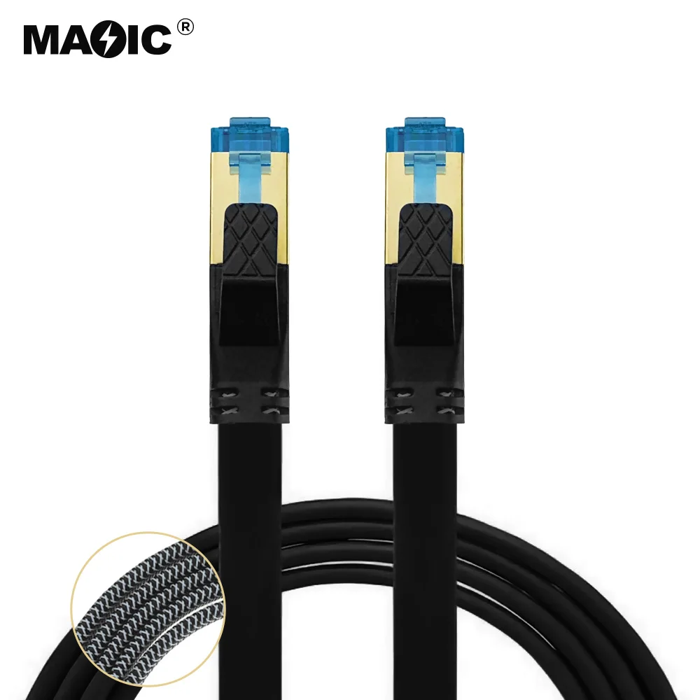 Новый плоский плетеный кабель Ethernet Cat 8 Cat8 сетевой Интернет-кабель патч-корд с разъемом RJ45 для маршрутизатора ноутбука ТВ