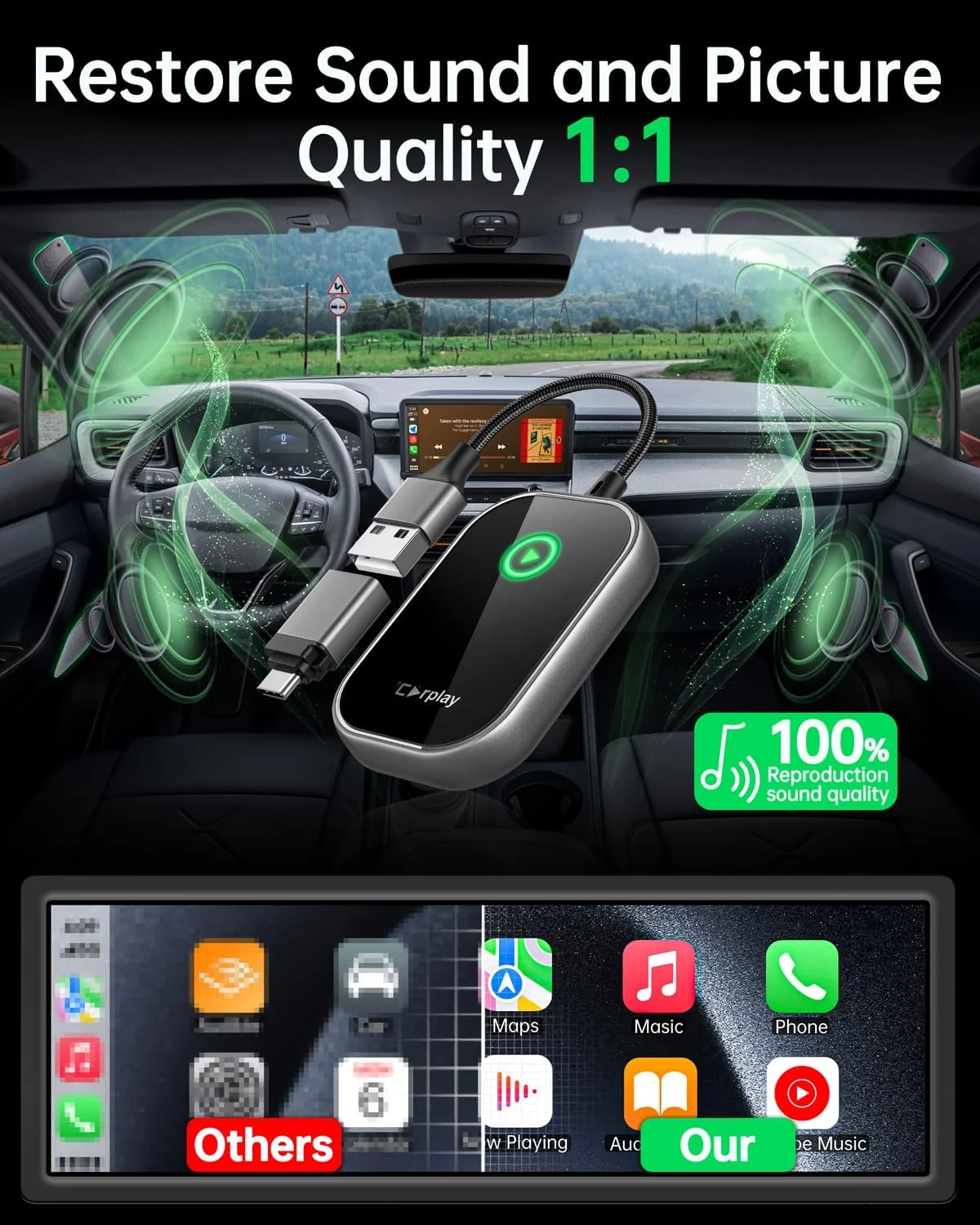 BOYI Wireless Android Auto Box For Iphone Wireless usb carplay adapter Dongle 2 in 1 Adapter For CarsToyota Fiat Audi Porshe