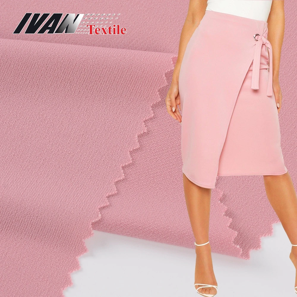 
Soft breathable knit solid stretch pink ITY spandex plain fabrics for dresses 