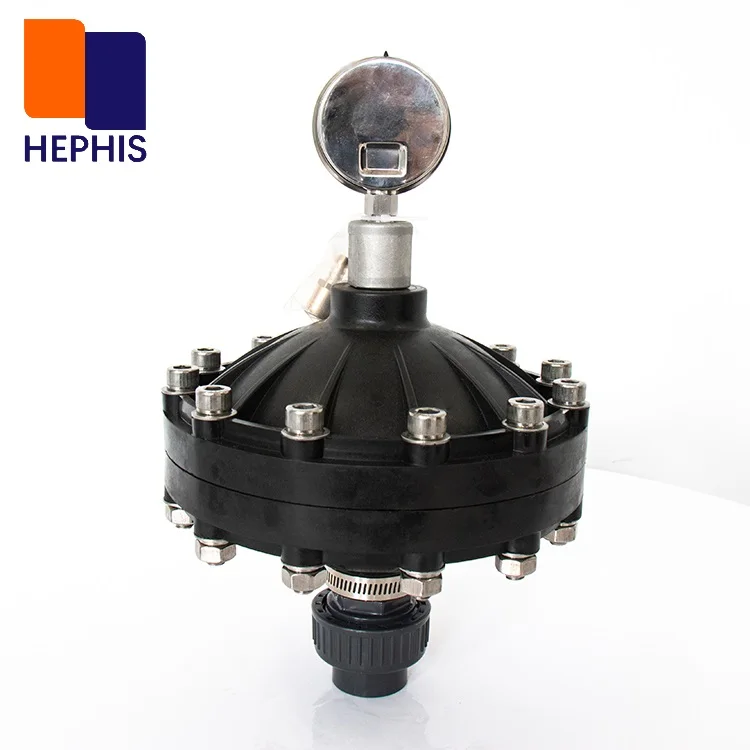 UPVC 0.35-4 L DN15-50 Diaphragm Pulse Damper For Metering Pumps Plastic Pulse Damper For Chemical Dosing Pump Intelligent