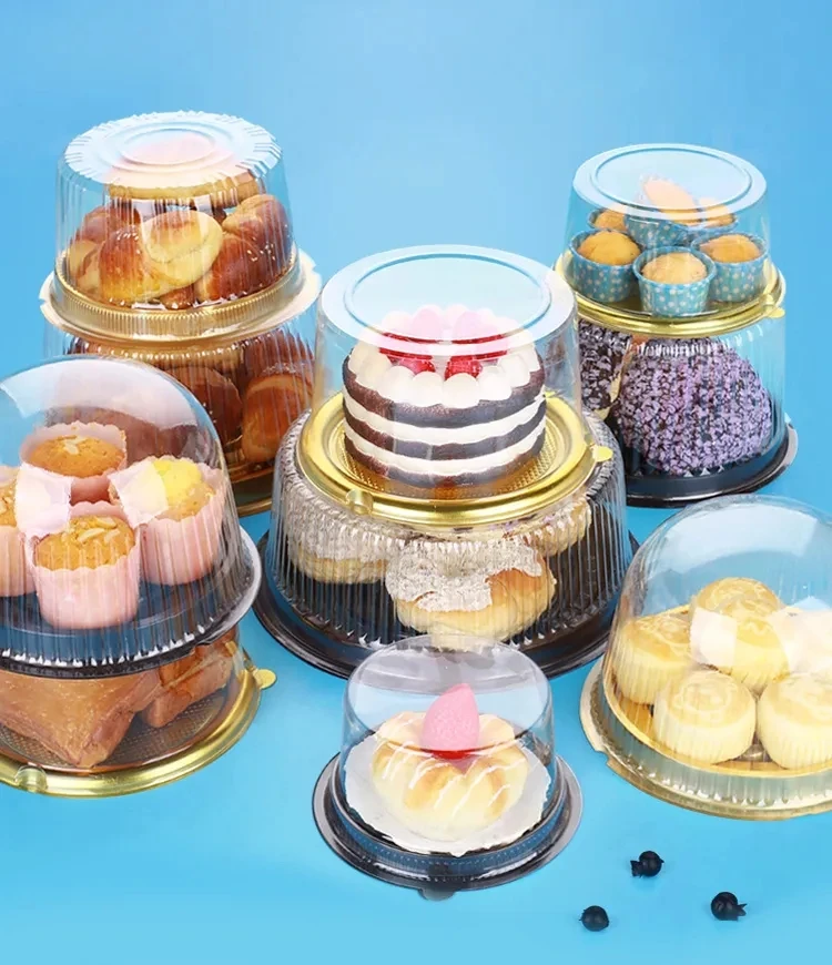 Wholesale Mousse Cake Dessert Packaging Plastic Clear Cake Recyclable Box