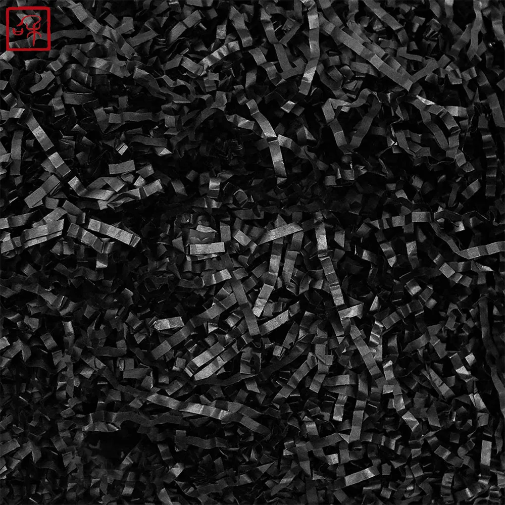 Rafia black glitter packing tissue shredded paper box stuffing fill crinckle stuffing packaging gift kraft paper shredded
