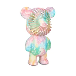 Bear fan Usb Rechargeable Mini Handheld Fan Electroplating Bear Outdoor Creative Desktop Mute Charging Portable Handheld Fan
