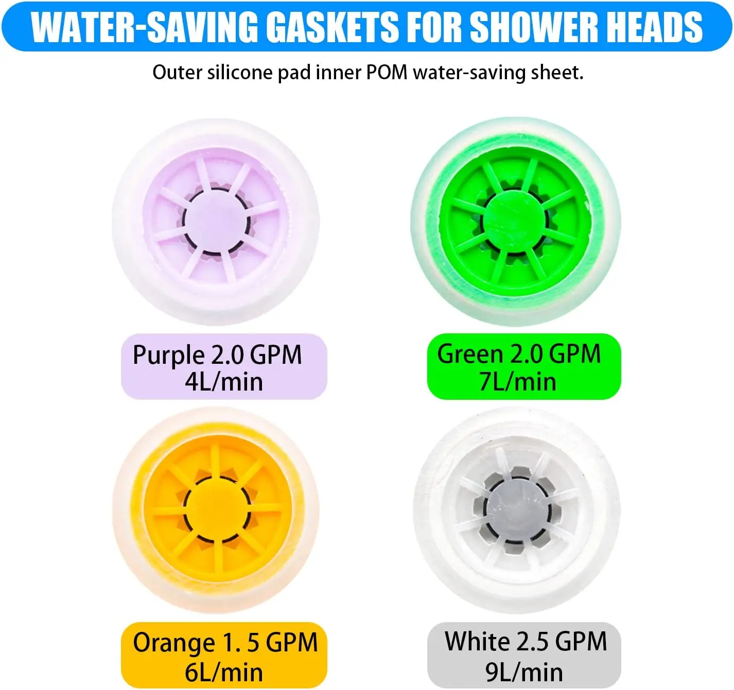 Water Saver Adapter Set Flow Reducer Limiter 1/2 Inch Flow Restrictor Control Valve Flow for Shower Head