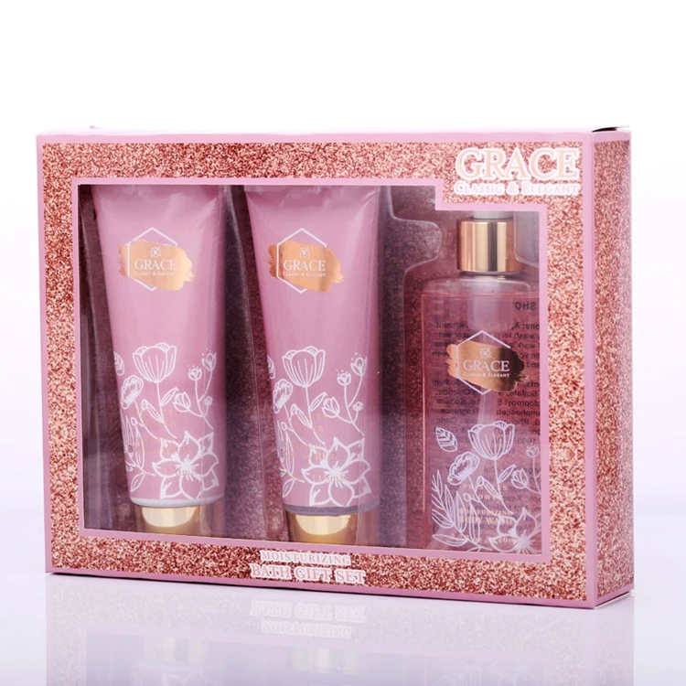 Hot Sale Customized Elegant Women pink Body Bath Spa Gift Set