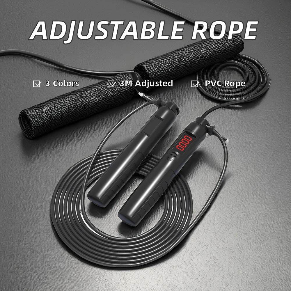 Adjustable Length 2.8m Aluminum Weighted Jump Rope 8mm PVC & Metal Rope Cables Smart Workout & Body Fitness Training for Kids