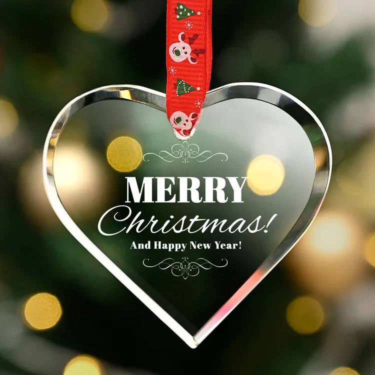 JY Crystal Glass Round Heart Love Engraved Christmas Decorations Hanging Ornaments Window Door Curtain Christmas Pendant Trim