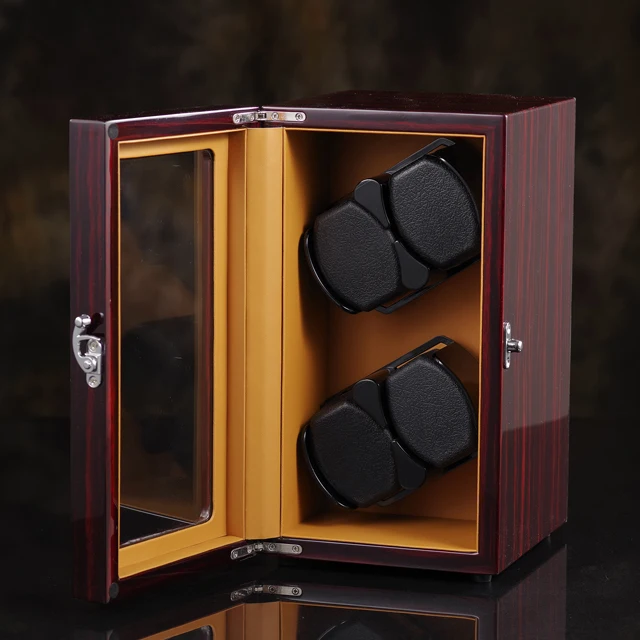 Luxury High quality Automatic watch winder safe wood leather rotations watch winder box  4 slots with open-stop