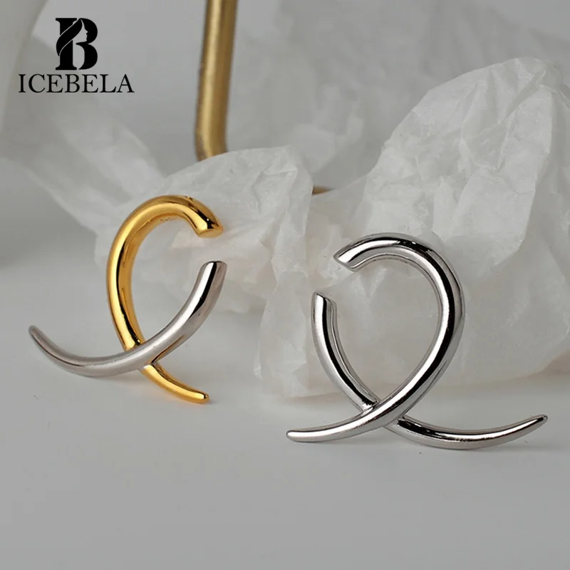 Iebela ювелирные изделия 925 стерлингового серебра оптовая продажа геометрические серьги для ушей 18-каратное золото Родиевые двухцветные женщин