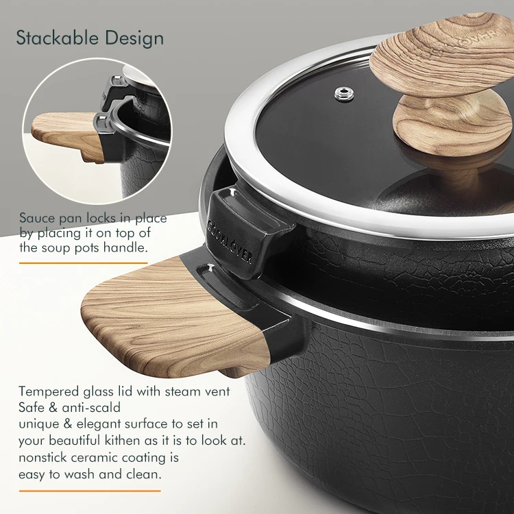 Nonstick Cookware Set Die Cast Aluminum 5-Piece Induction Pots And Pans Sets With Lids for Kitchen